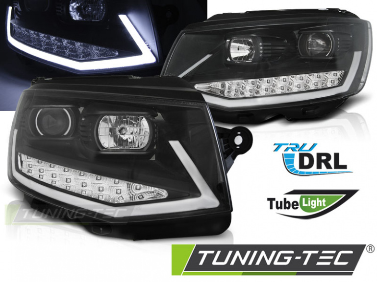 LED Tagfahrlicht Scheinwerfer für VW T6 15-19 schwarz mit LED Blinker